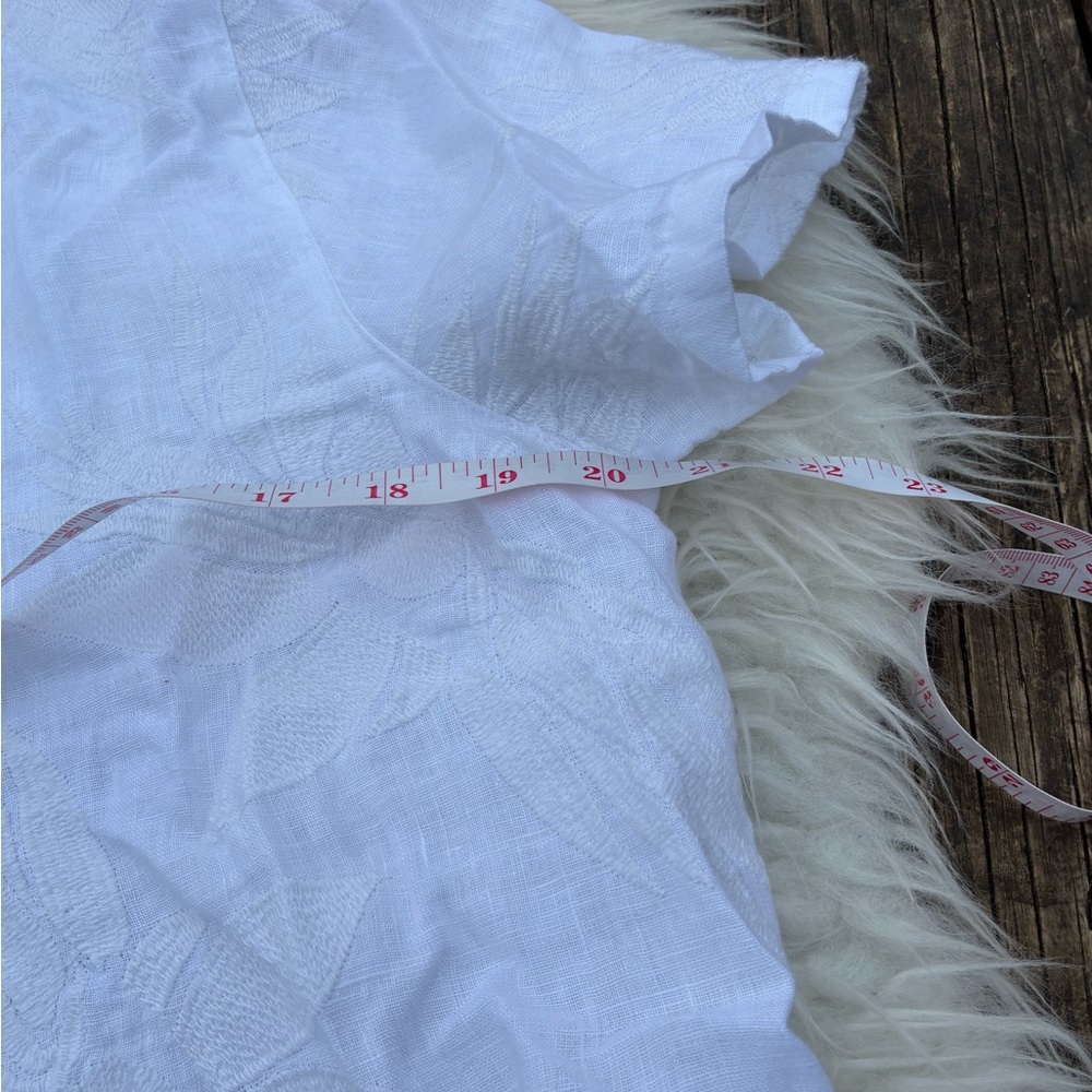 Joie White 💯 linen Set - Soft Button-Front Top & Elastic Waist Wide Leg Pants - Picture 4 of 16